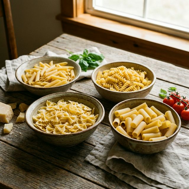 Makaron krótki — penne, fusilli, farfalle